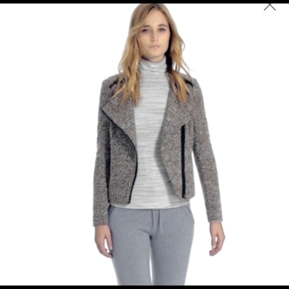 Club Monaco Boucle And Leather Jacket (c)